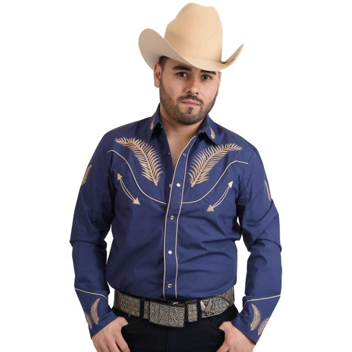 Camisa Charra White Diamonds Western Wear 10-851 Color Azul