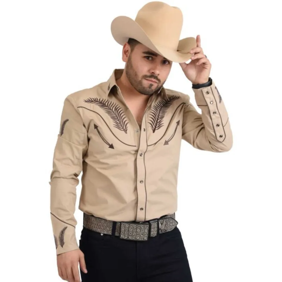 Camisa Charra White Diamonds Western Wear 10-851 Color Beige