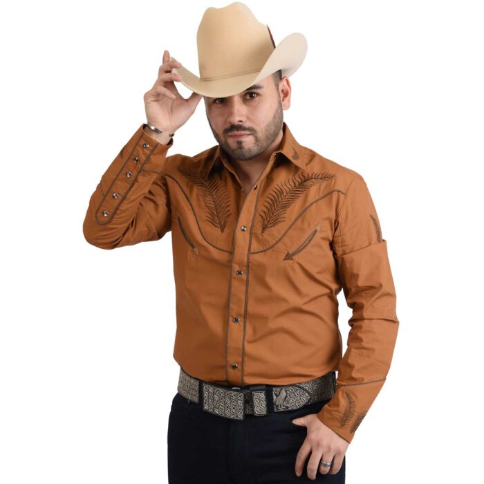 Camisa Charra White Diamonds Western Wear 10-855 Color Tabaco
