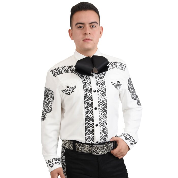 Camisa Charra Fina Gamuza Blanca WD 11-805