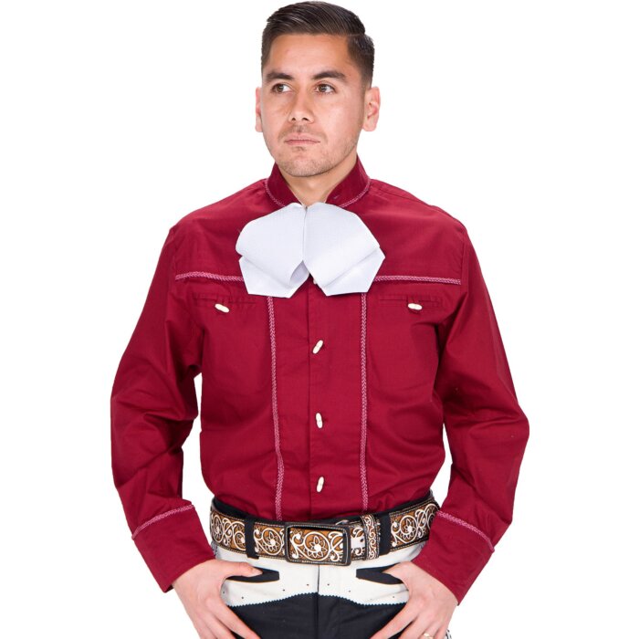 Camisa Charra Adorno Soga Color Vino WD 11-854