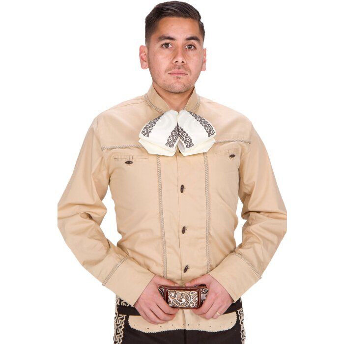 Camisa Charra Coleadero Beige Diseño Soga WD 11-856