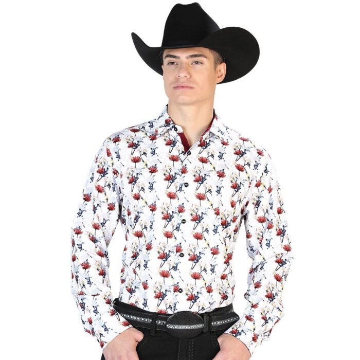 Camisa Blanca Estampado Flores Rojas El Señor De Los Cielos 126271