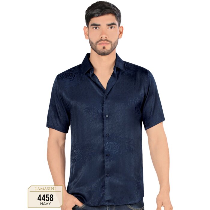 Camisa Color Azul Marino De Moda Lamasini 4458