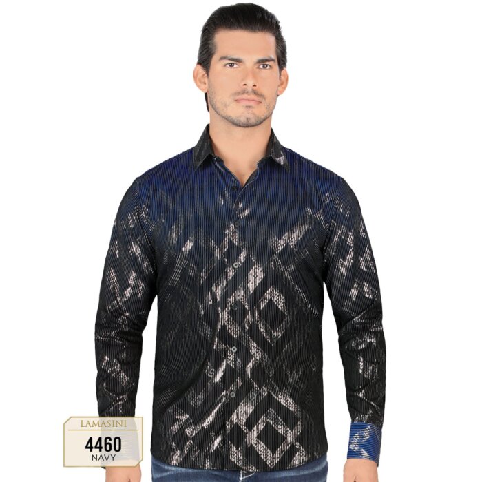 Camisa Manga Larga Color Navy Lamasini 4460