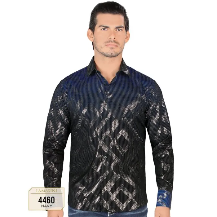 Camisa Manga Larga Color Navy Lamasini 4460