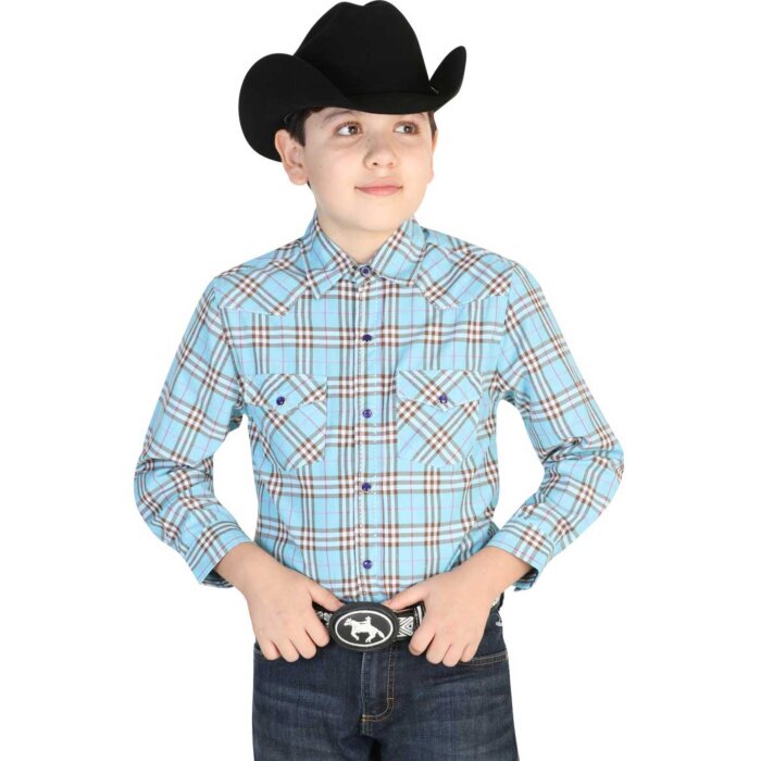 CAMISA VAQUERA PARA NIÑO EL GENERAL 2019-98 COLOR AZUL CLARO