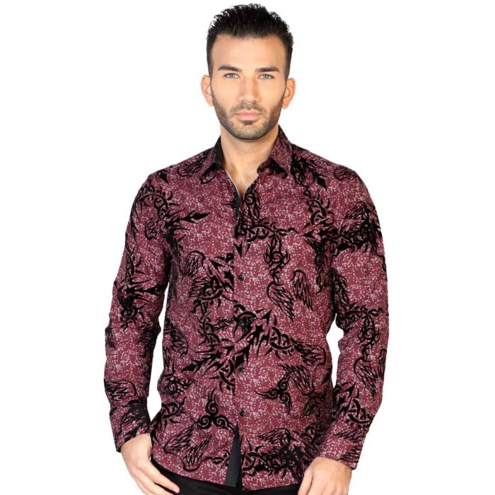 CAMISA CASUAL MANGA LARGA EL GENERAL FL-03 COLOR VINO