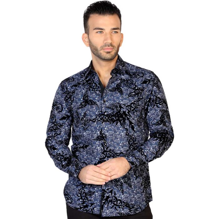 CAMISA CASUAL MANGA LARGA EL GENERAL FL-03 AZUL MARINO