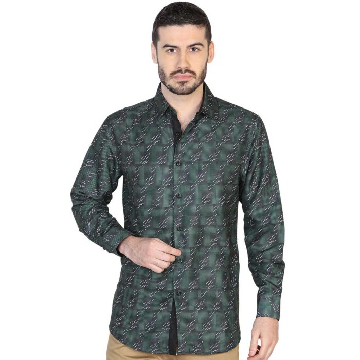 CAMISA CASUAL MANGA LARGA EL SEÑOR DE LOS CIELOS EA000906 COLOR VERDE/NEGRO