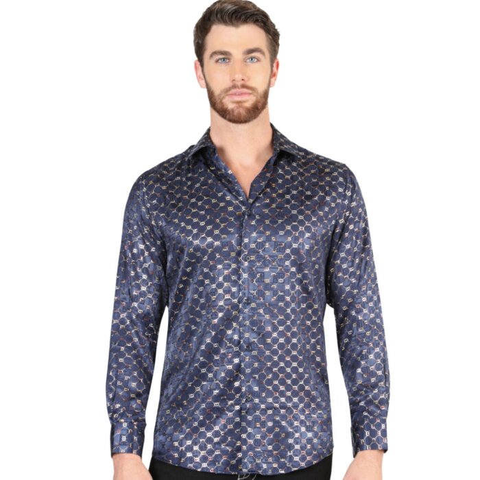 Camisa Navy-Gold De Moda El Señor De Los Cielos 44548