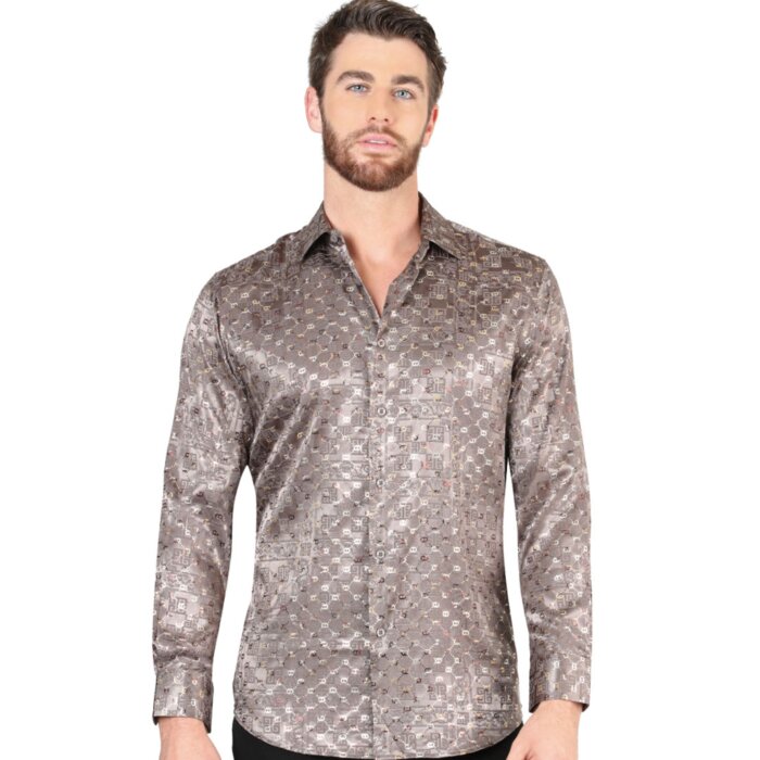 Camisa Café Manga Larga EL Señor De Los Cielos 44576