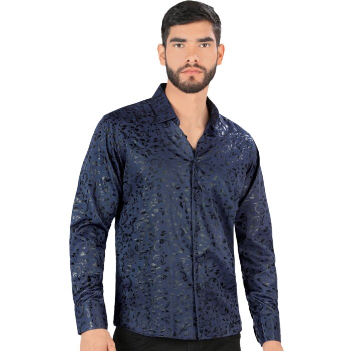 Camisa Montero Modern Fit Navy Estampada 0795
