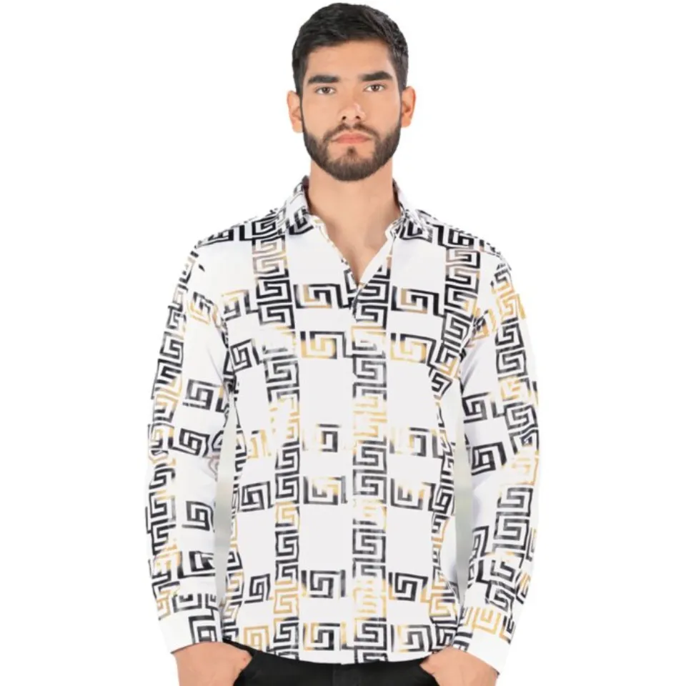 Camisa Blanca Con Grecas Montero Fashion 0800