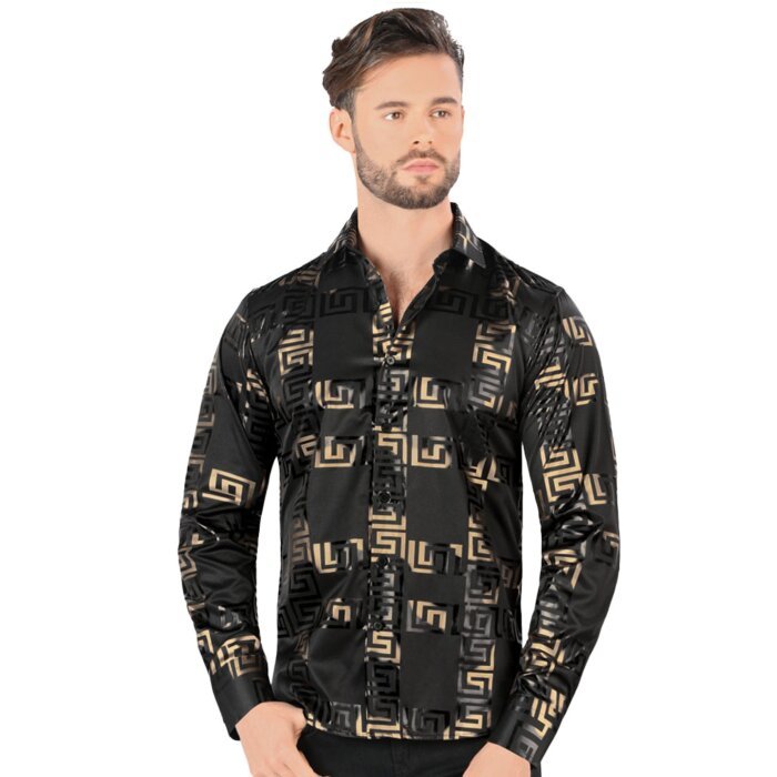 Camisa Negra Con Grecas Montero Fashion 0800
