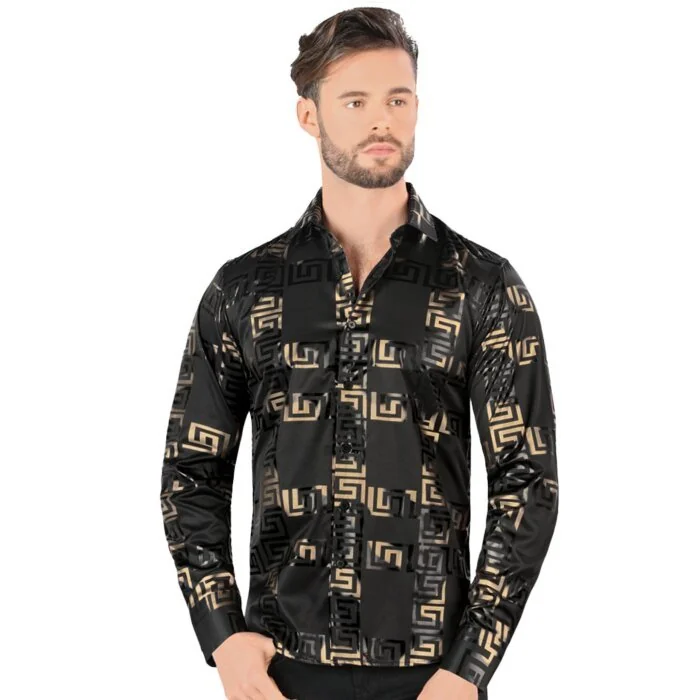 Camisa Negra Con Grecas Montero Fashion 0800