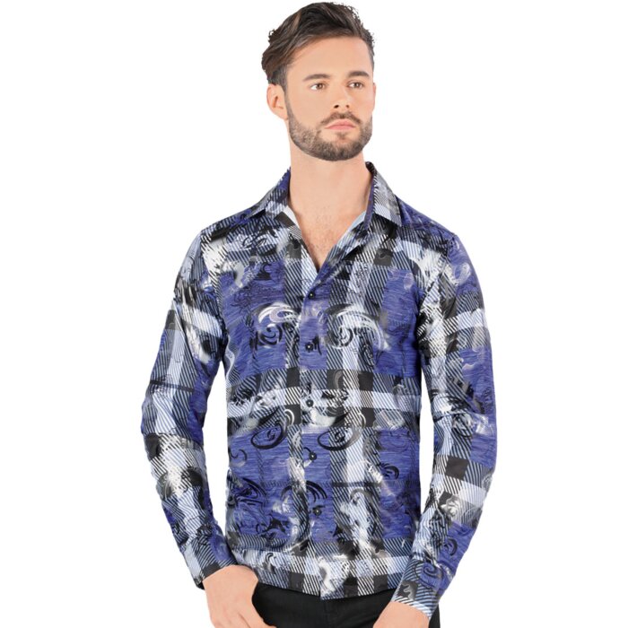 Camisa Multicolor De Moda Montero 0801 Azul