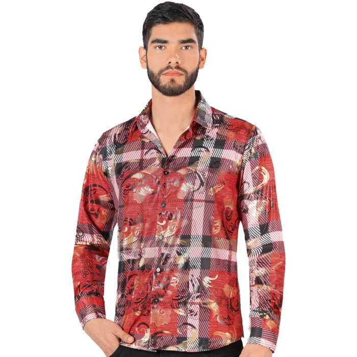 Camisa Multicolor De Moda Montero 0801 Rojo
