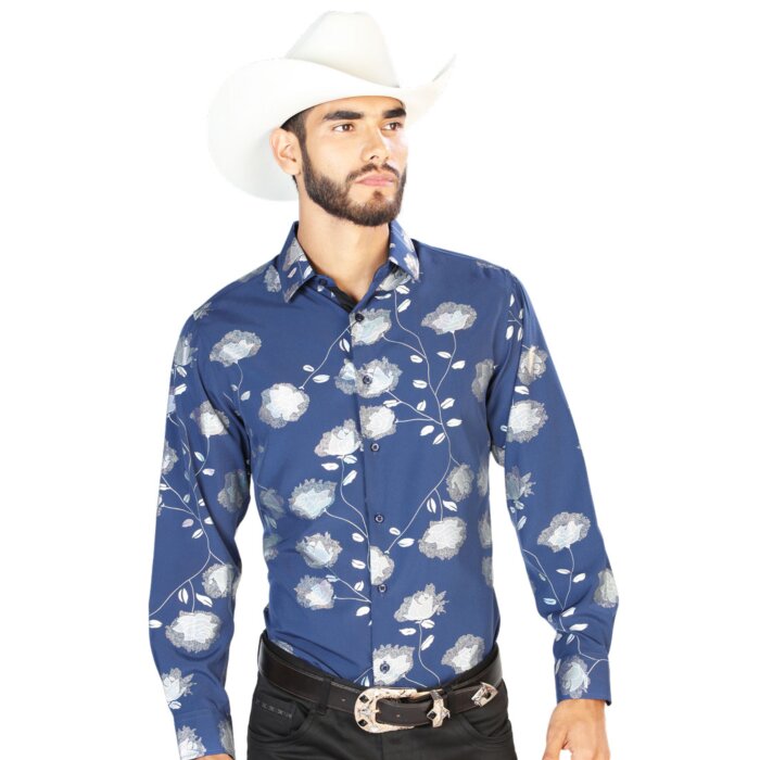 Camisa Fina El Señor De Los Cielos 43774 Navy