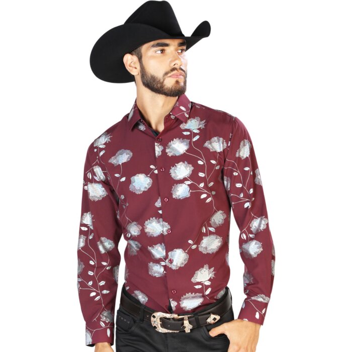 Camisa Fina El Señor De Los Cielos 43776 Color Vino
