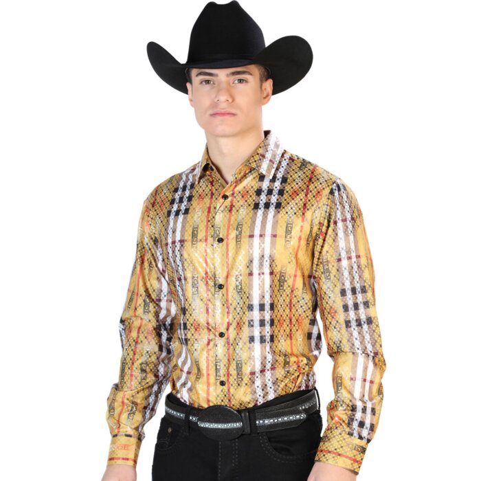 Camisa Fina El Señor De Los Cielos 43784 Color Amarillo-Negro