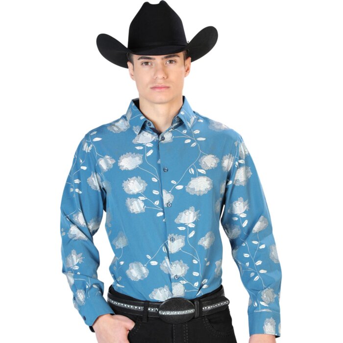 Camisa Fina El Señor De Los Cielos 43787 Color Azul