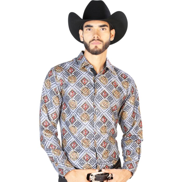 Camisa Fina El Señor De Los Cielos 43790 Color Blanco-Oro