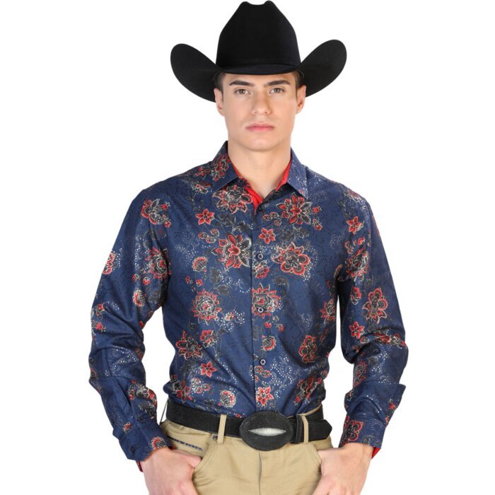 Camisa Fina Estampada El Señor De Los Cielos 43808 Color Gris Oscuro