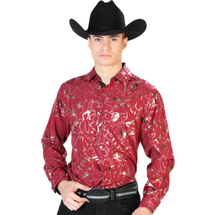 Camisa Fina El Señor De Los Cielos 43861 Color Vino