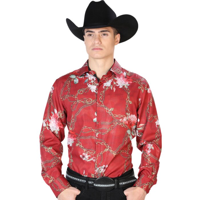 Camisa Fina El Señor De Los Cielos 43879 Color Vino