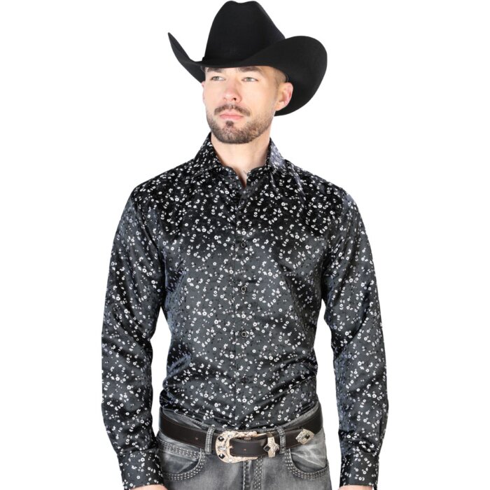 Camisa Color Negro Jacquard Centenario 43704