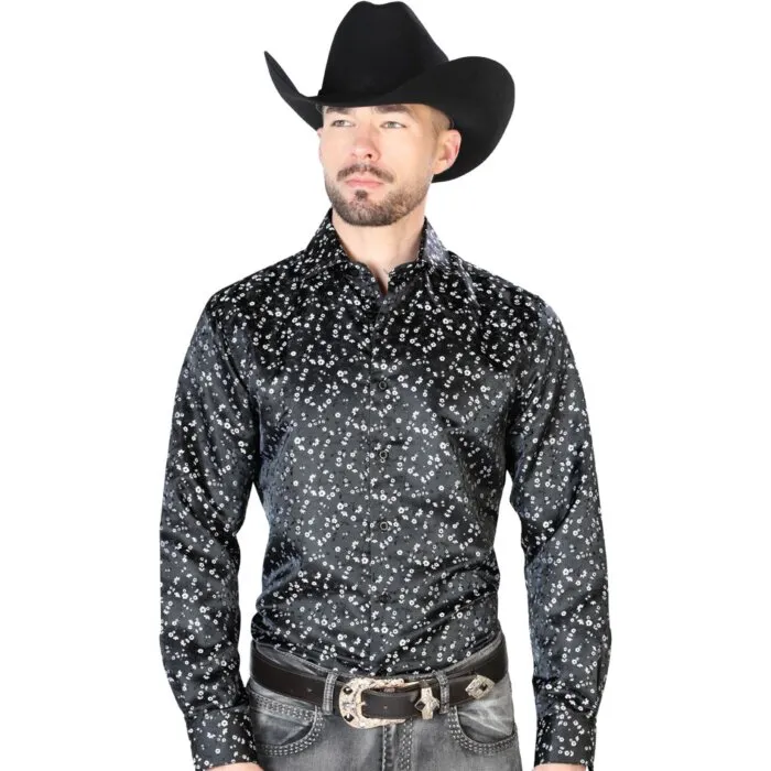 Camisa Color Negro Jacquard Centenario 43704