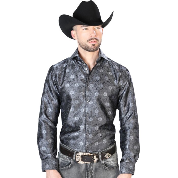 Camisa Color Negro Jacquard Centenario 43760