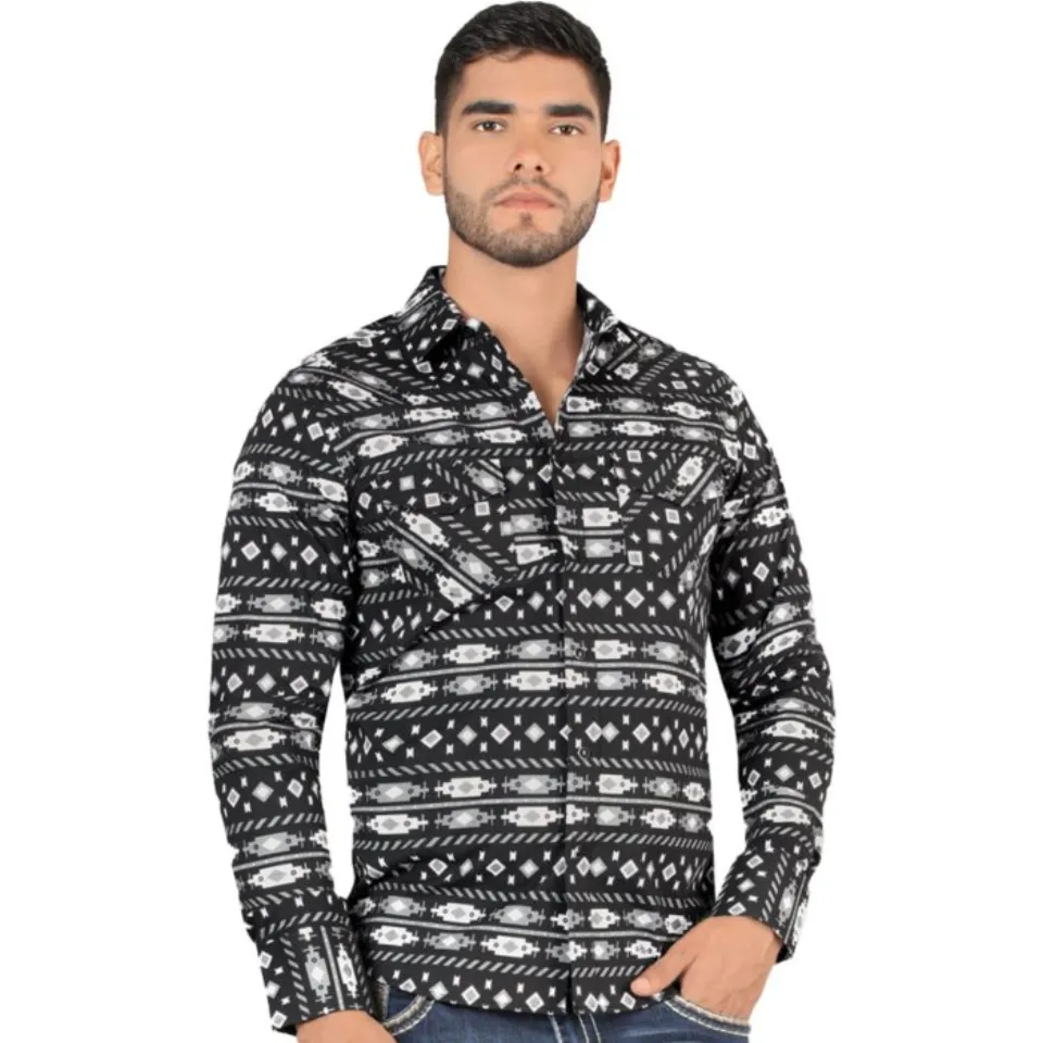 Camisa Casual Manga Larga Negra Montero 3004