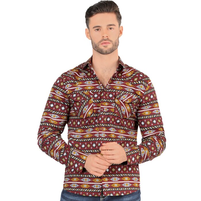 Camisa Casual Manga Larga Vino Montero 3004