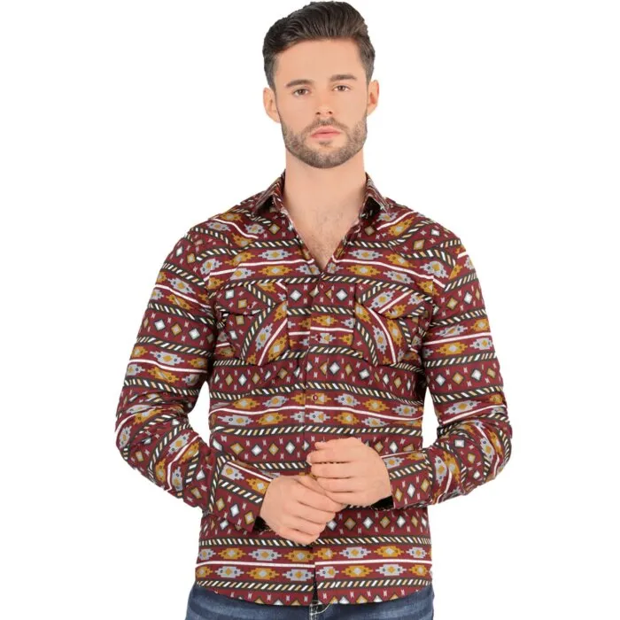 Camisa Casual Manga Larga Vino Montero 3004