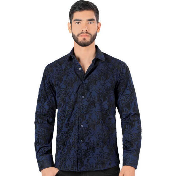 Camisa Moda Montero Navy Manga Larga 0804