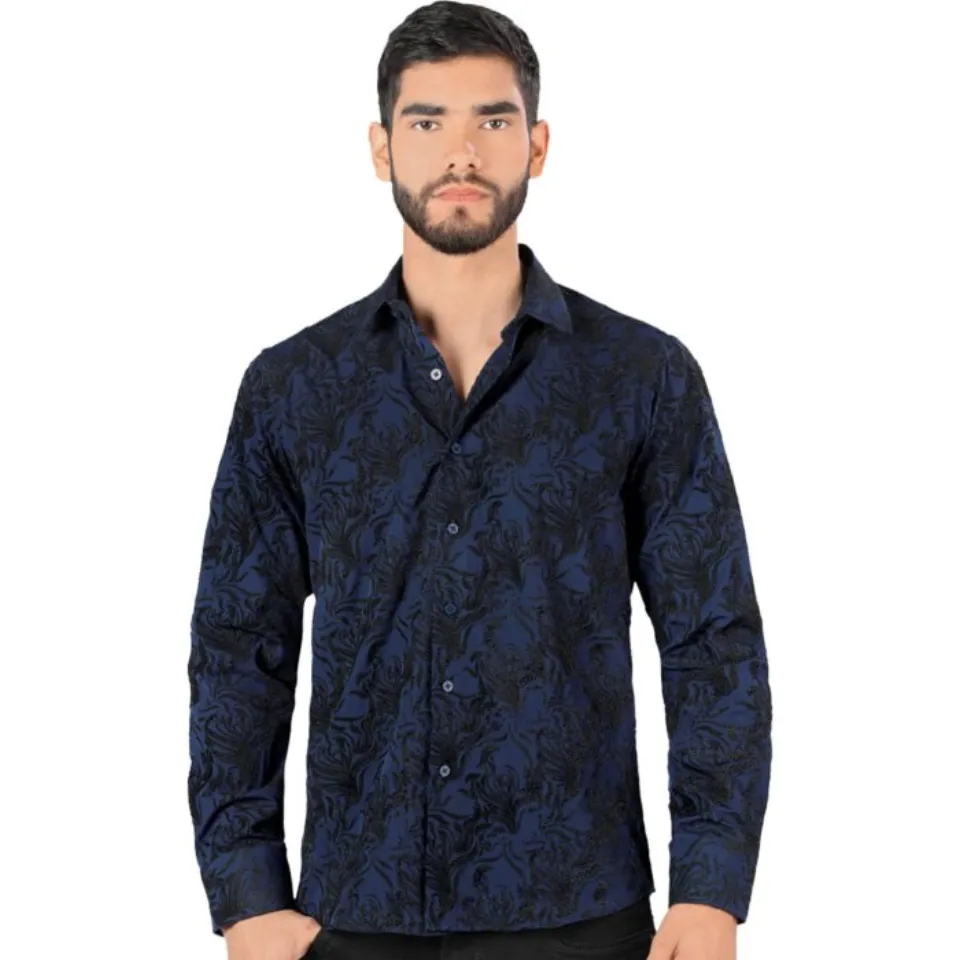 Camisa Moda Montero Navy Manga Larga 0804