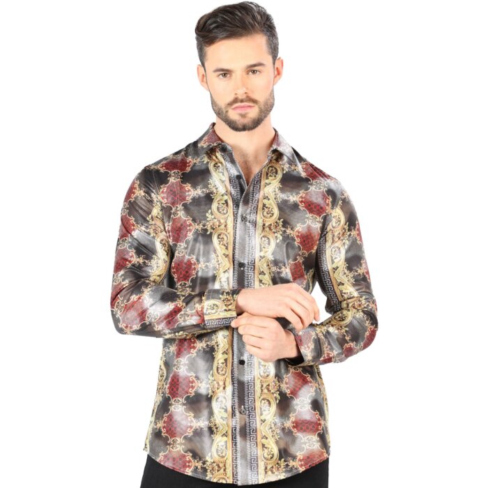 Camisa Estampada De Moda Montero 3002 Color Oro