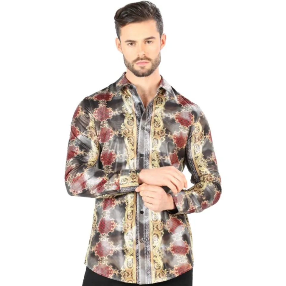 Camisa Estampada De Moda Montero 3002 Color Oro