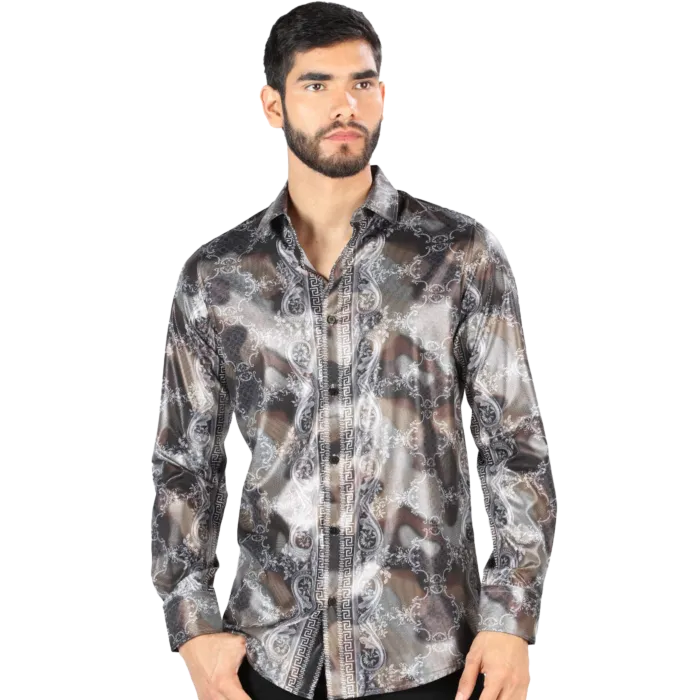 Camisa Estampada De Moda Montero 3002 Color Negro