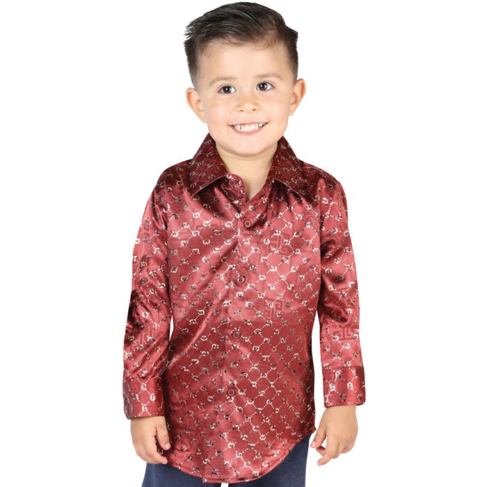 Camisa Burgundy-Gold De Vestir Para Niño El General 44564