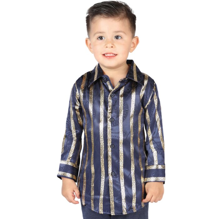 Camisa Navy Rallas Grecas Doradas Para Niño El General 44571