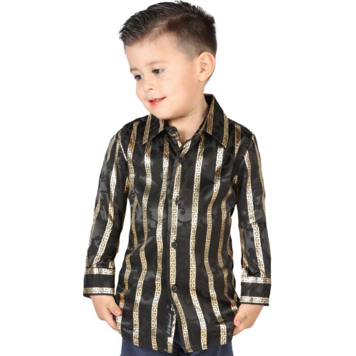 Camisa Negra Rallas Oro Para Niño El General 44572
