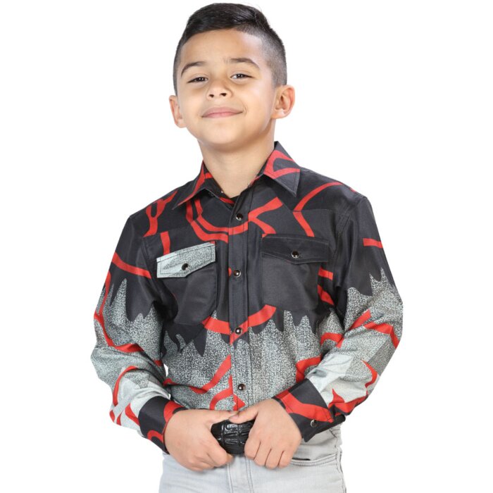 Camisa Casual De Niño Color Negro-Gris 44077