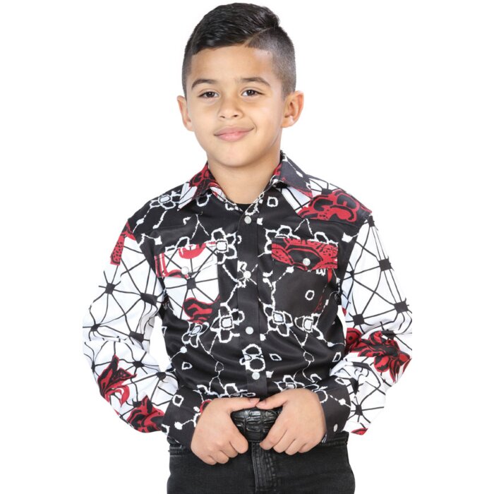 Camisa Casual De Niño Color Blanco-Negro 44094
