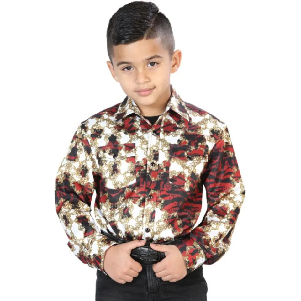 Camisa Casual De Niño Color Burgundy 44104