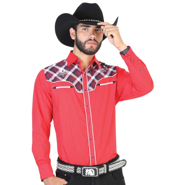 CAMISA VAQUERA COMBINADA MANGA LARGA EL GENERAL 2019-108 ROJA