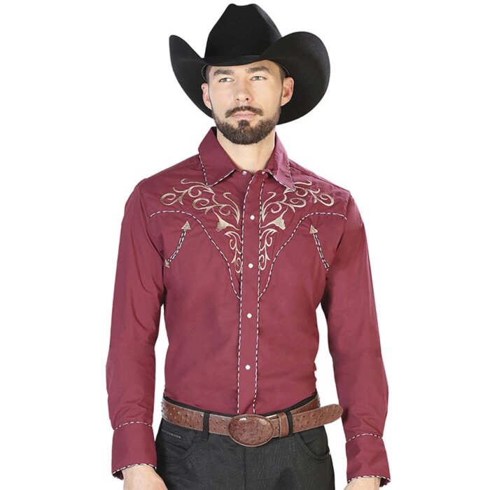 Camisa Vaquera El Señor De Los Cielos 42888 Burgundy