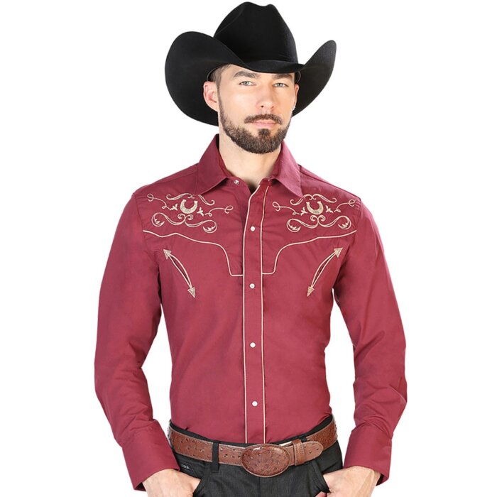 Camisa Vaquera Burgundy El Señor De Los Cielos 42944